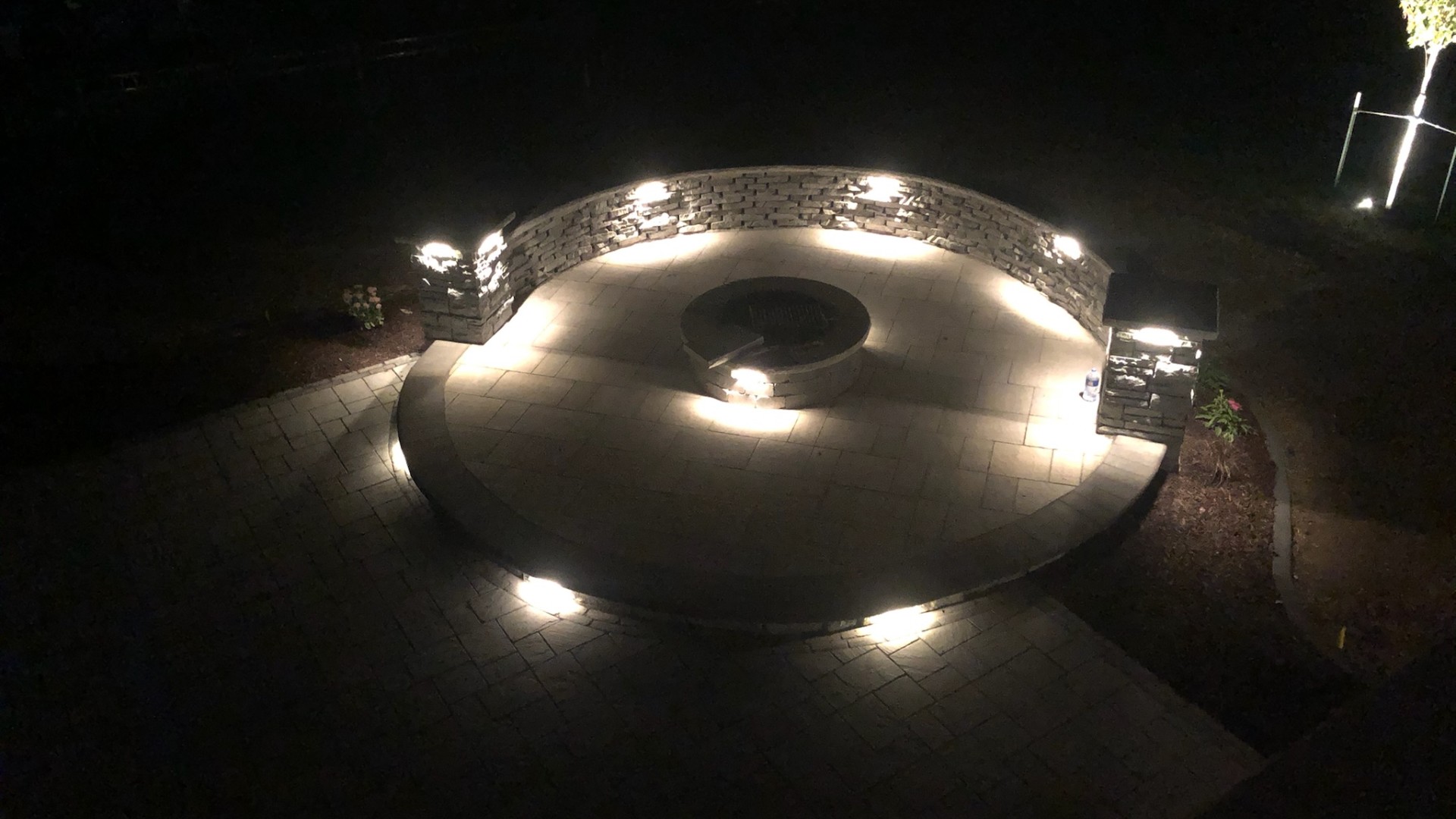 Lighting installed for patio and fire pit in Grimes, IA.