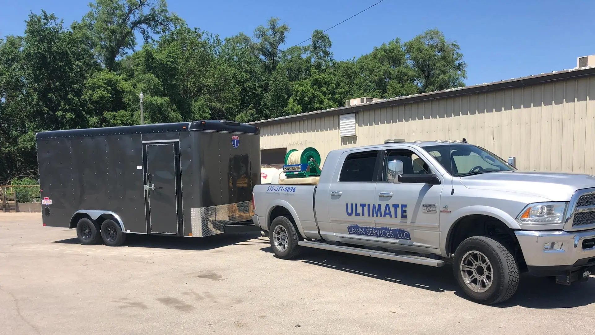 Ultimate service truck with trailer attached in Urbandale, IA.