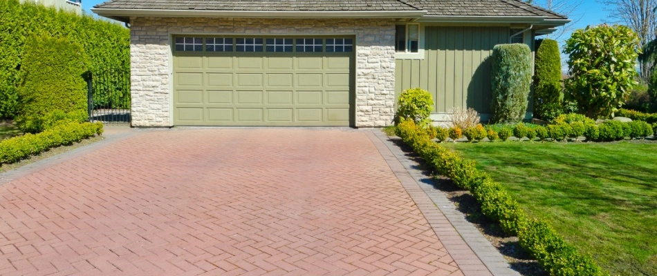 Herringbone patterned driveway installed for clients in Grimes, IA.