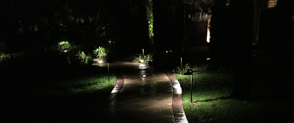 Landscape lights added to walkway in Waukee, IA.