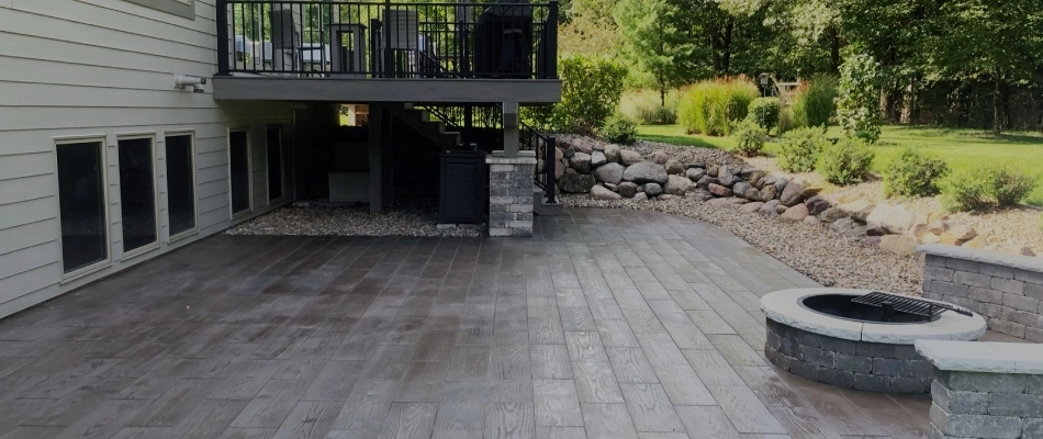 Patio installed in backyard in Grimes, IA.