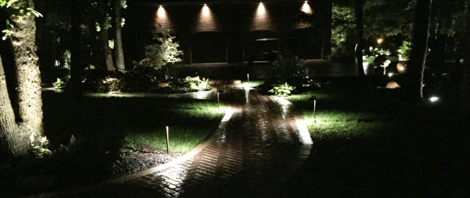 Walkway path with lighting installed in West Des Moines, IA.